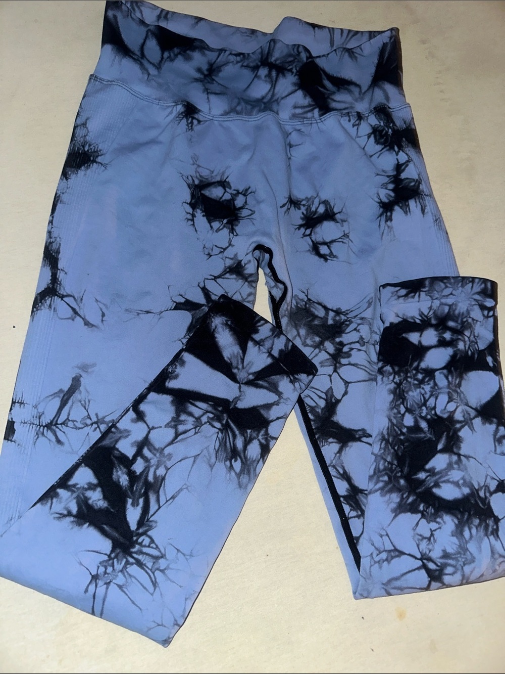 Womens Size XXL Tie-Dye Active Leggings - Blue & Black